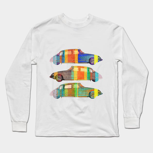 3 Citroen DS pop color Long Sleeve T-Shirt by AaaahEeeekStudio